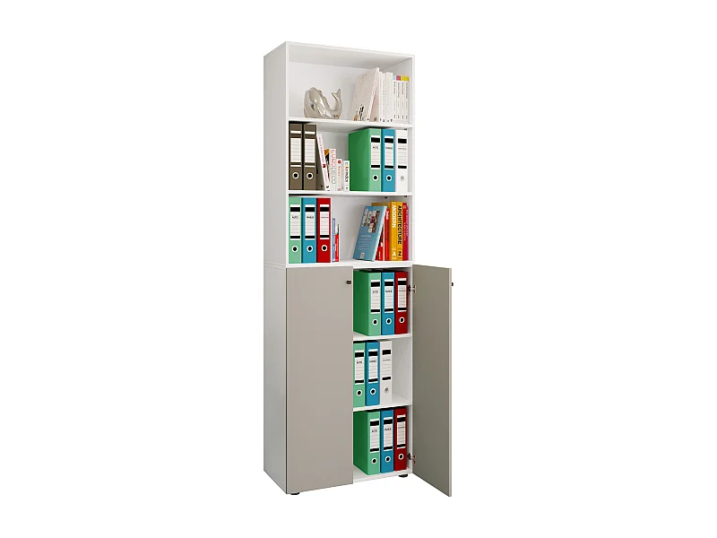 Office cabinet Ulas White / Gray H. 220 x W. 70 x D. 40cm