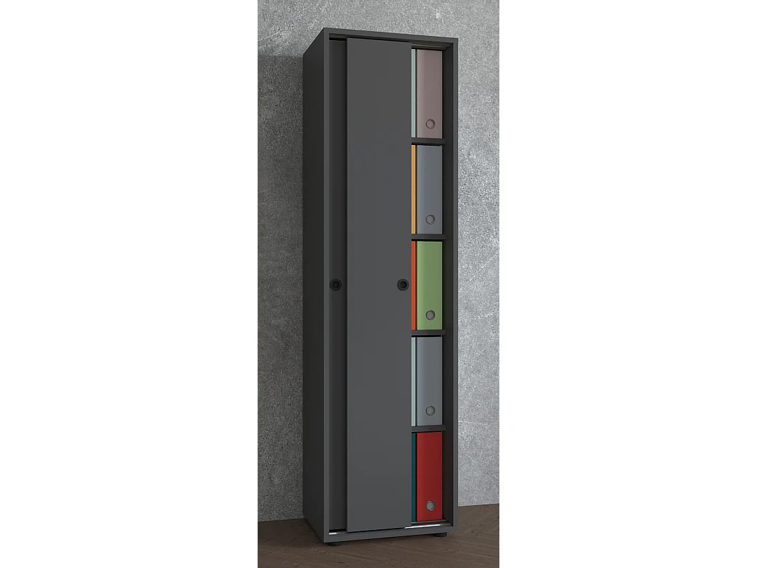 Office cabinet Ulas Anthracite H. 168 x W. 49 x D. 38 cm