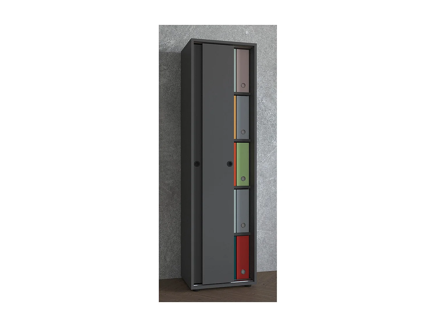 Office cabinet Ulas Anthracite H. 168 x W. 49 x D. 38 cm