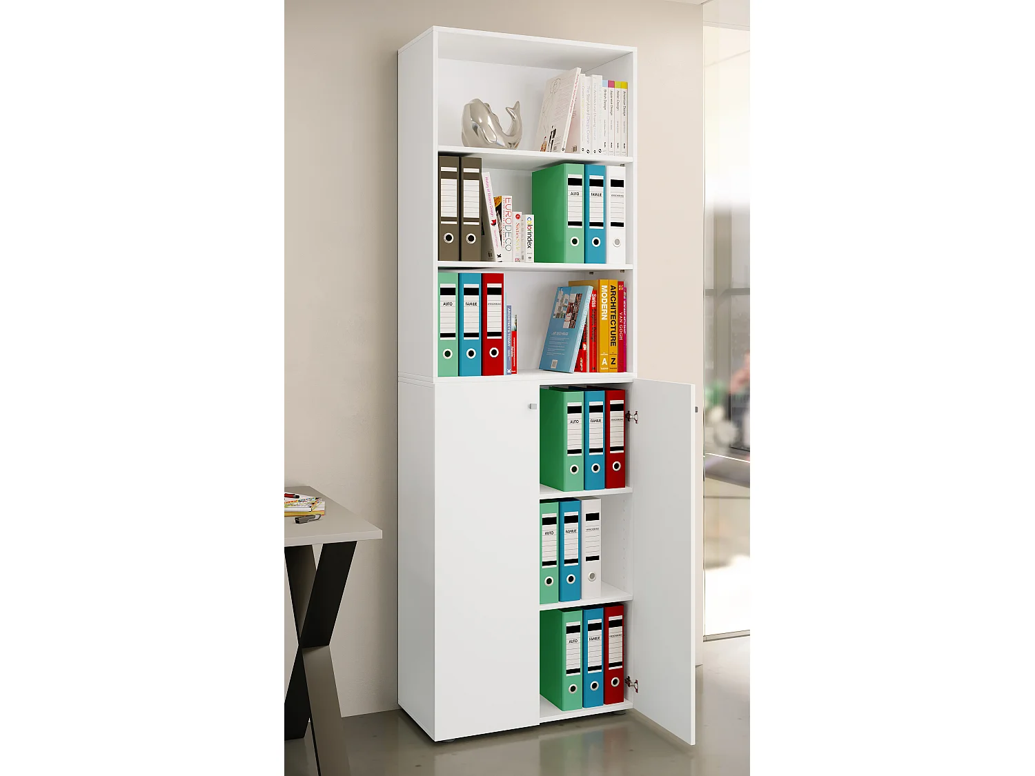 Office cabinet Ulas White H. 220 x W. 70 x D. 40cm