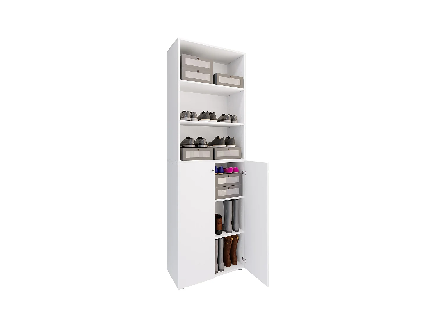 Shoe cabinet Lona White H. 220 x W. 70 x D. 40cm