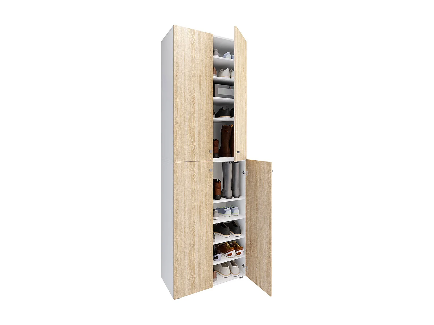 Shoe cabinet Lona White / Sonoma oak H. 220 x W. 70 x D. 40cm