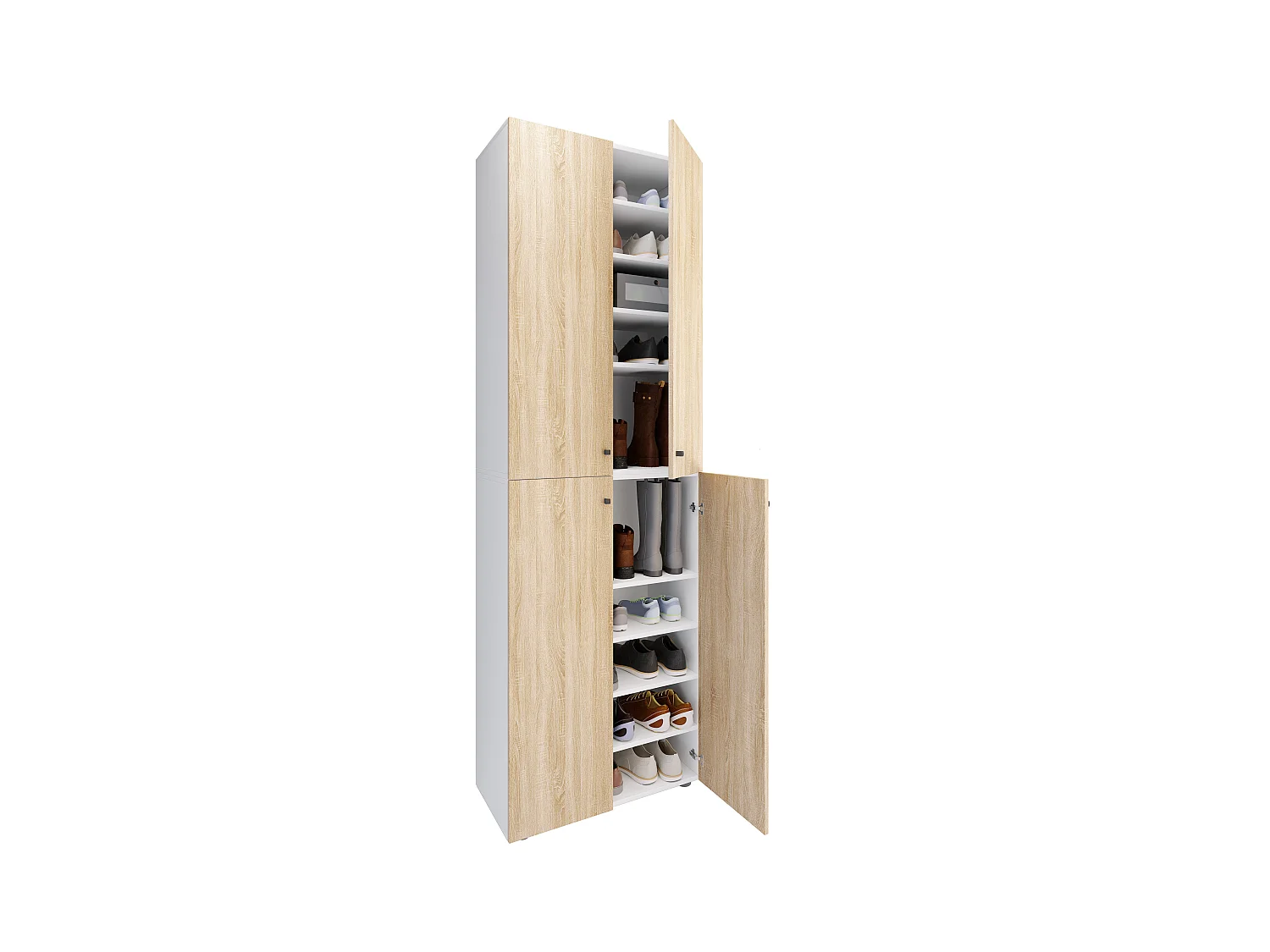 Shoe cabinet Lona White / Sonoma oak H. 220 x W. 70 x D. 40cm