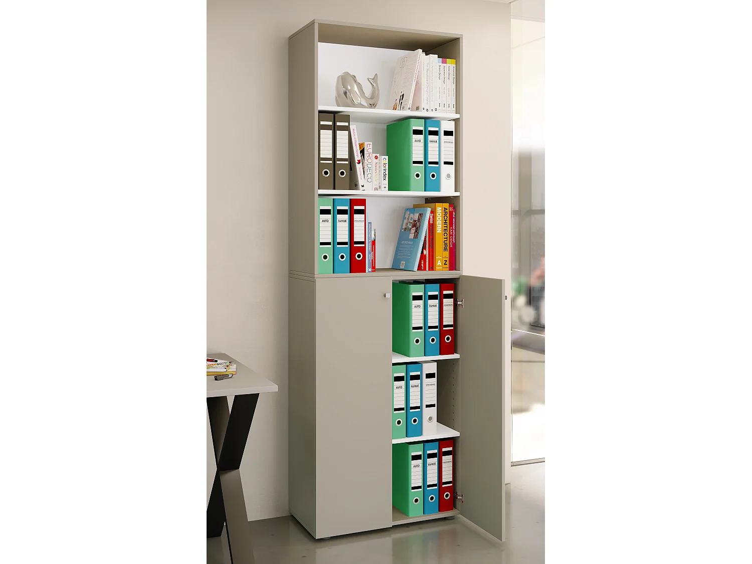 Office cabinet Ulas Gray H. 220 x W. 70 x D. 40cm