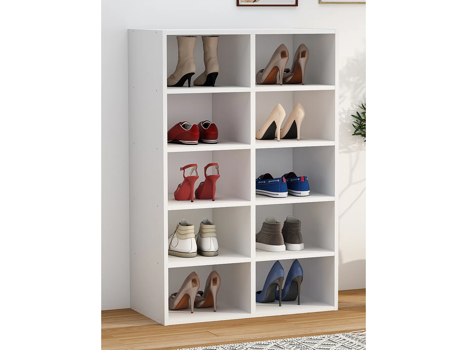 Shoe Shelf Hinsol White H. 84 x W. 55 x D. 30 cm