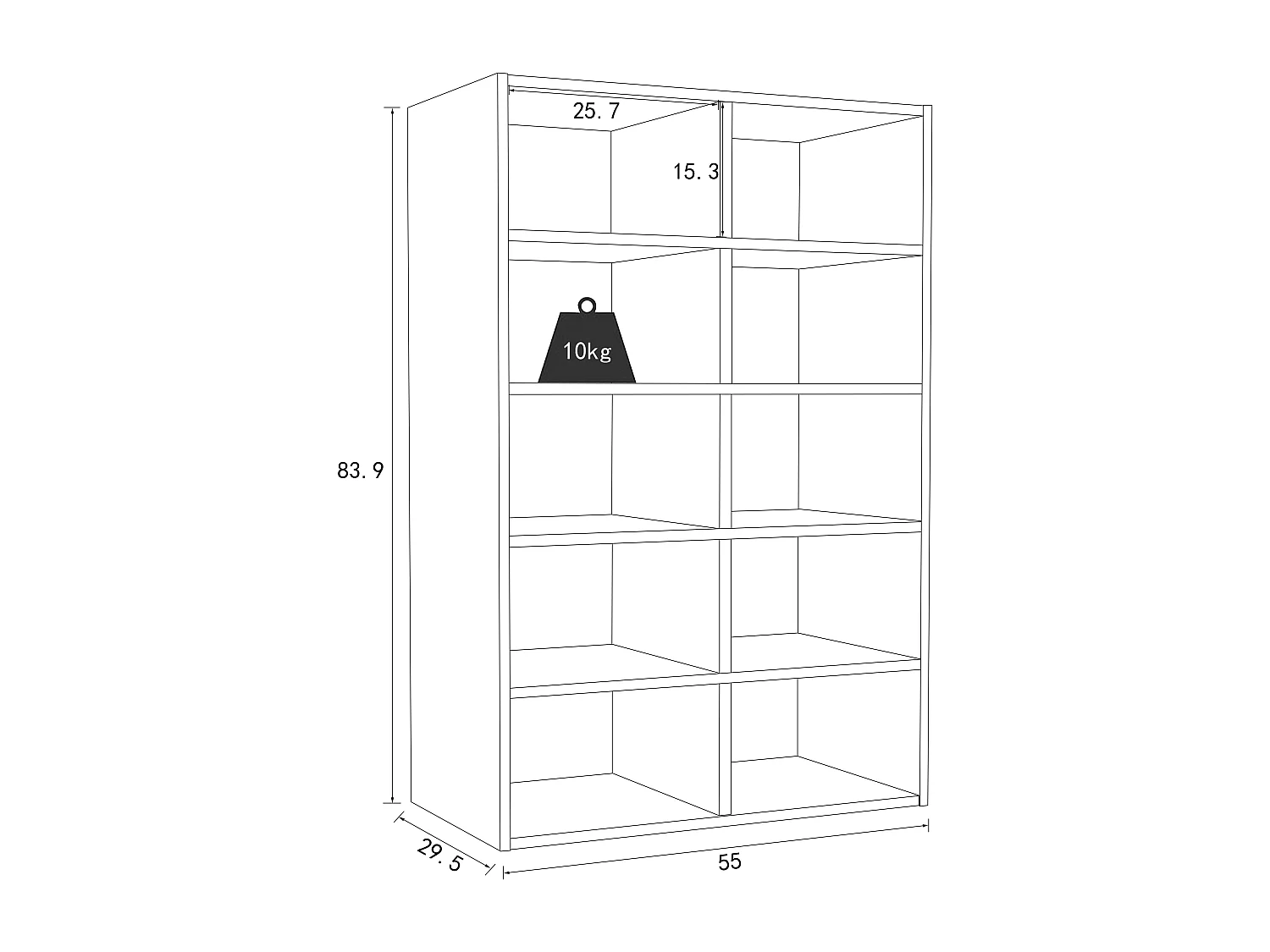 Shoe Shelf Hinsol White H. 84 x W. 55 x D. 30 cm