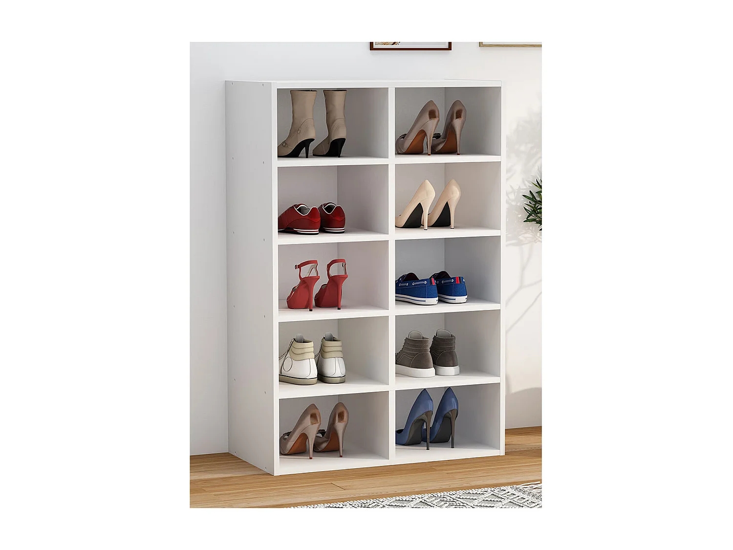 Shoe Shelf Hinsol White H. 84 x W. 55 x D. 30 cm