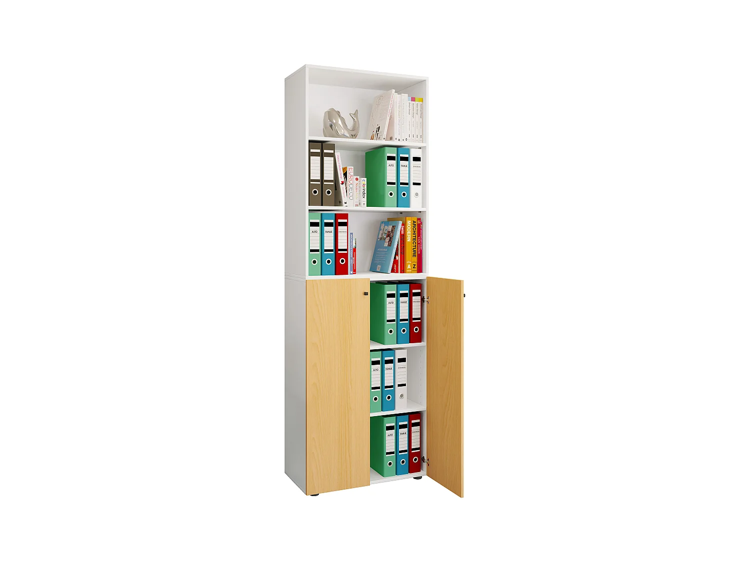 Office cabinet Ulas White / Beech H. 220 x W. 70 x D. 40cm