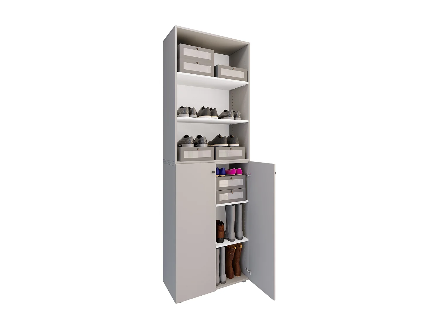 Shoe cabinet Lona Gray H. 220 x W. 70 x D. 40cm
