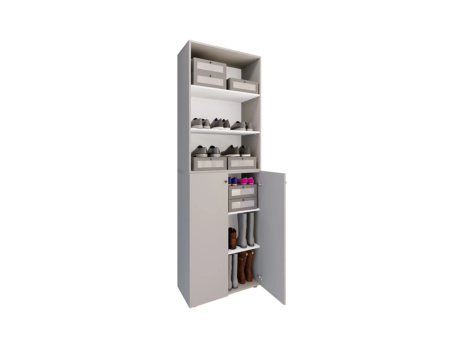 Shoe cabinet Lona Gray H. 220 x W. 70 x D. 40cm