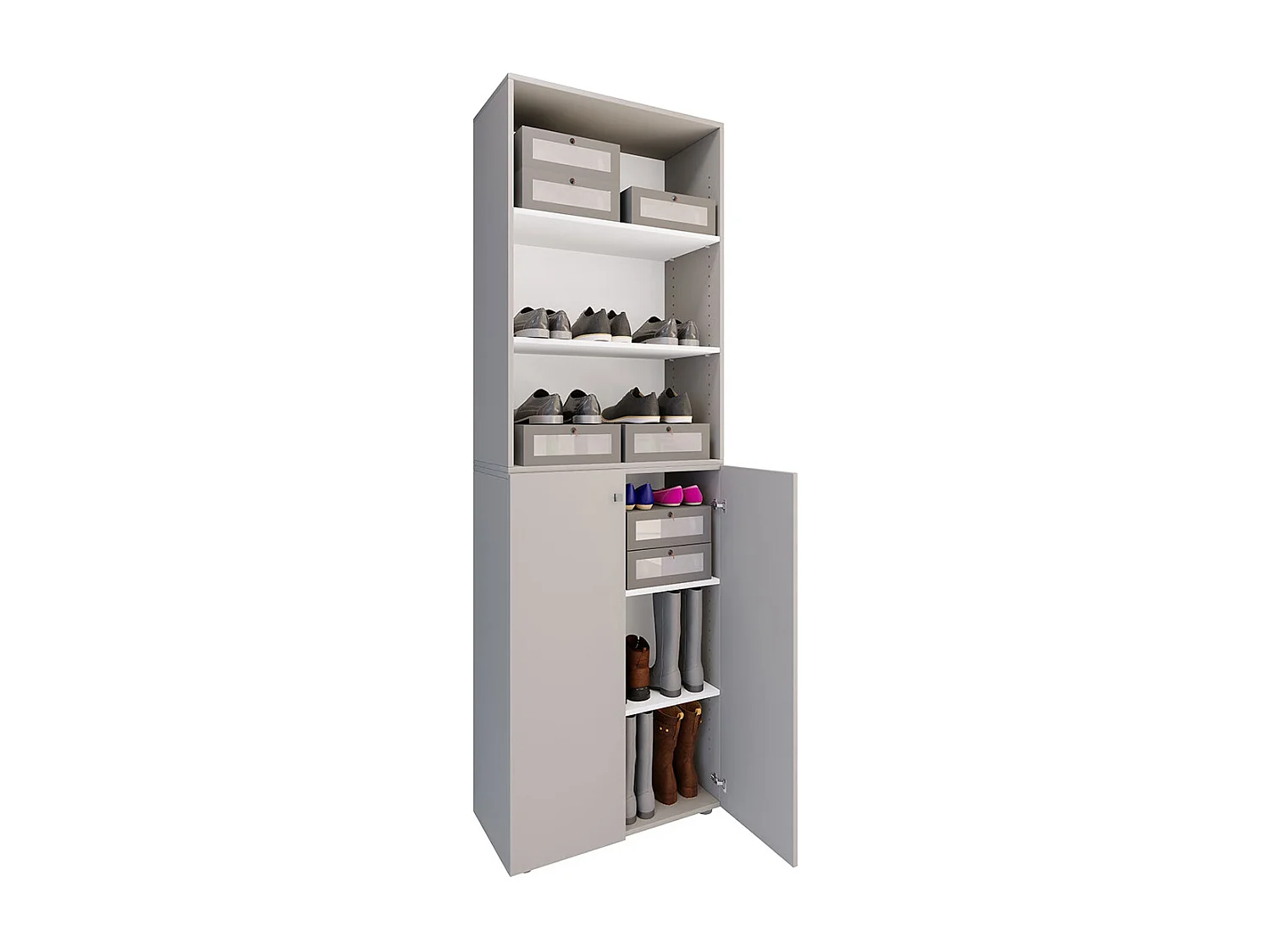 Shoe cabinet Lona Gray H. 220 x W. 70 x D. 40cm