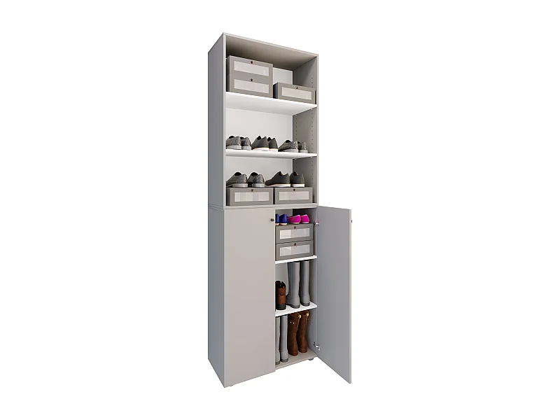 Shoe cabinet Lona Gray H. 220 x W. 70 x D. 40cm