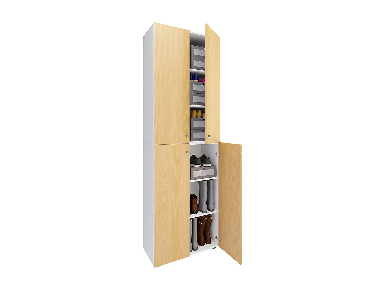 Shoe cabinet Lona White / Beech H. 220 x W. 70 x D. 40cm