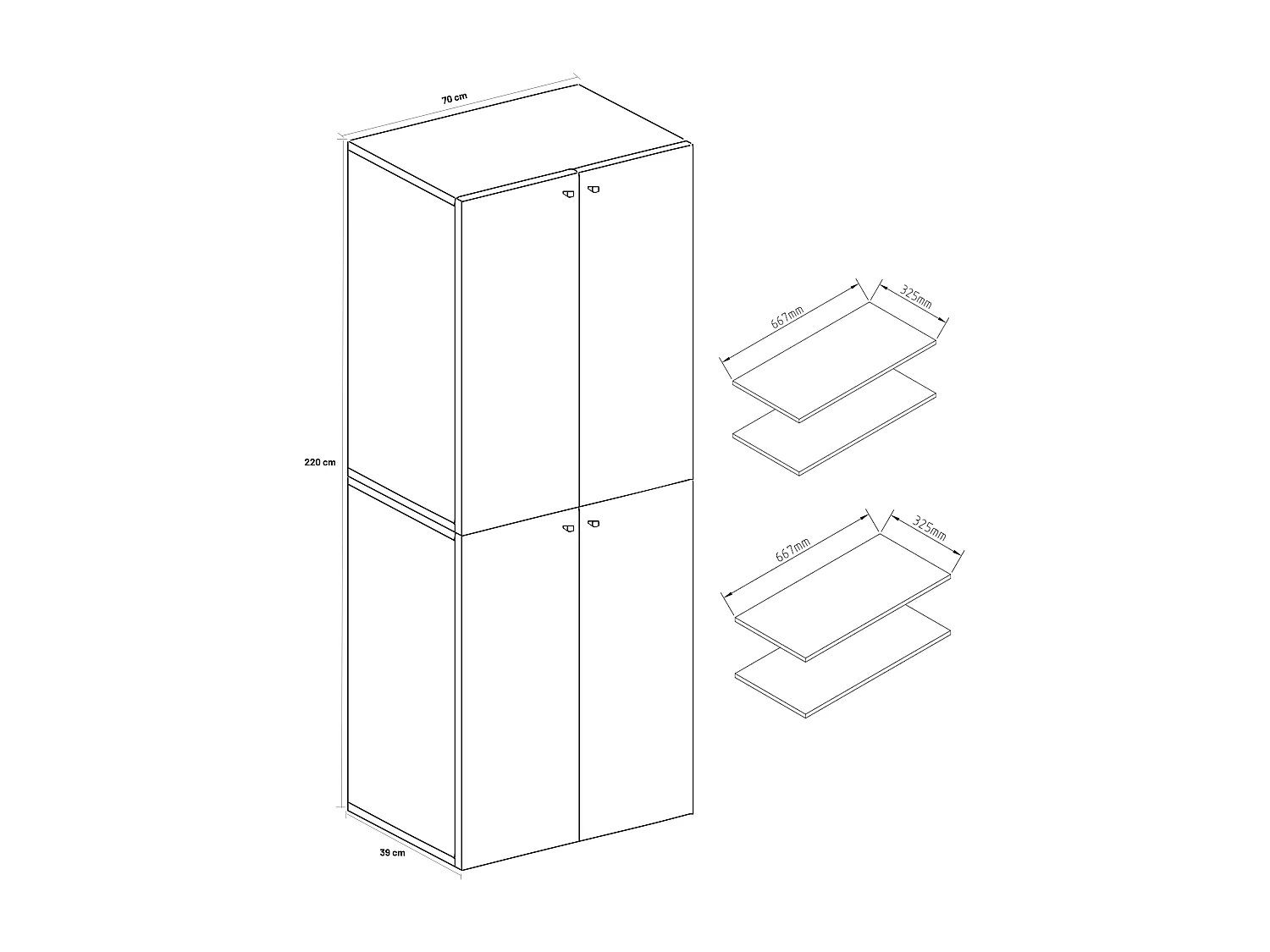 Shoe cabinet Lona White / Beech H. 220 x W. 70 x D. 40cm