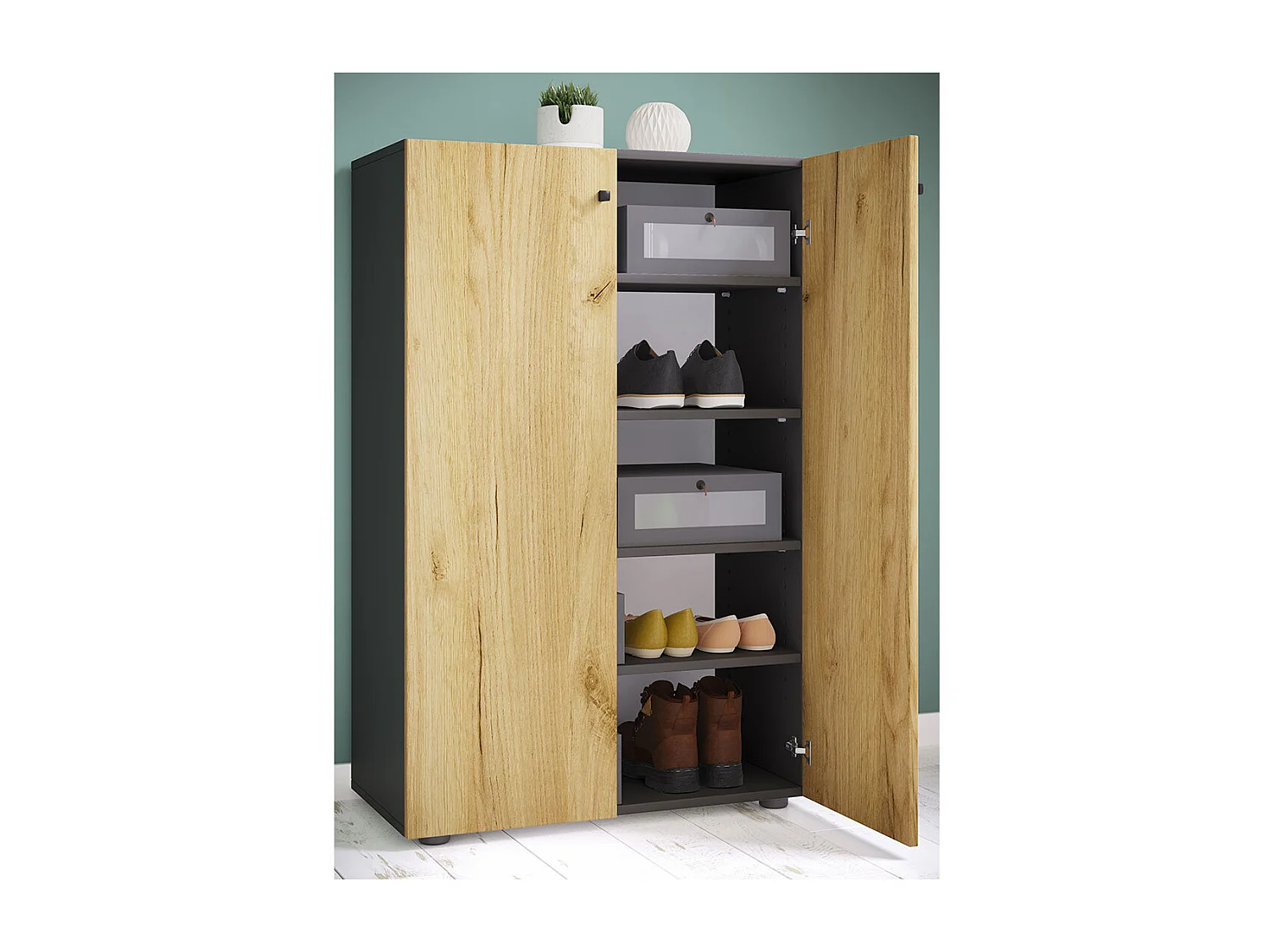 XL Holz Großer Schuhschrank Schuhkommode Lona 5