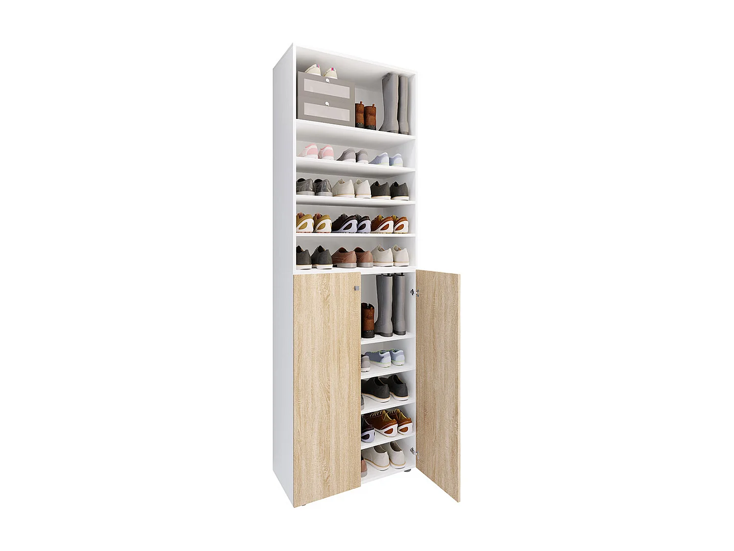 Shoe cabinet Lona White / Sonoma oak H. 220 x W. 70 x D. 40cm