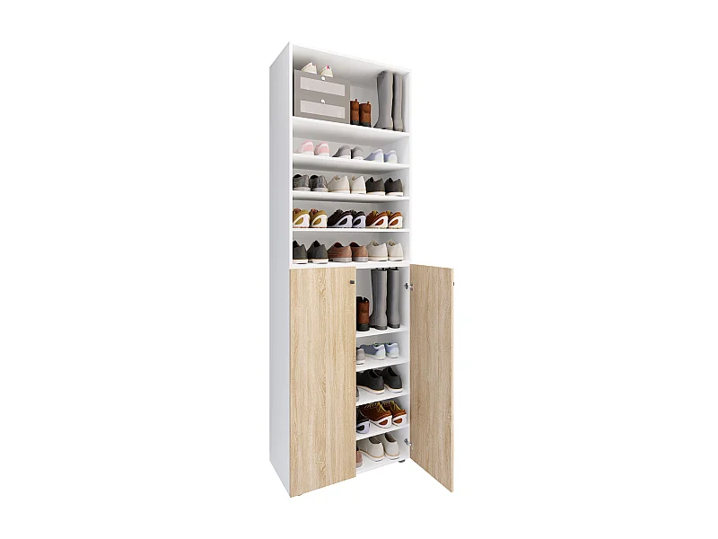 Shoe cabinet Lona White / Sonoma oak H. 220 x W. 70 x D. 40cm
