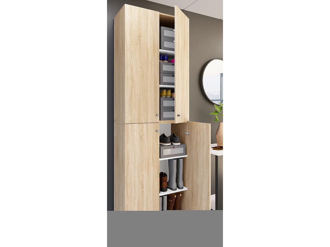 Shoe cabinet Lona Sonoma Oak H. 220 x W. 70 x D. 40cm