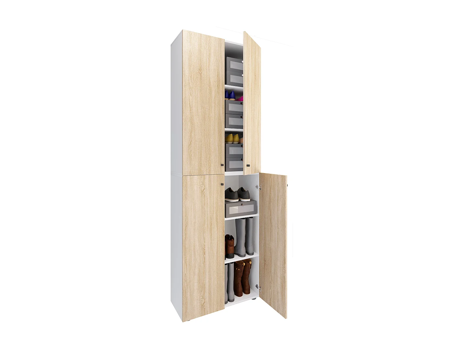 Shoe cabinet Lona White / Sonoma oak H. 220 x W. 70 x D. 40cm