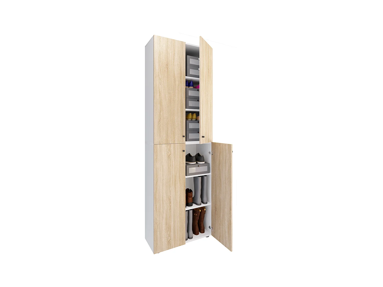 Shoe cabinet Lona White / Sonoma oak H. 220 x W. 70 x D. 40cm