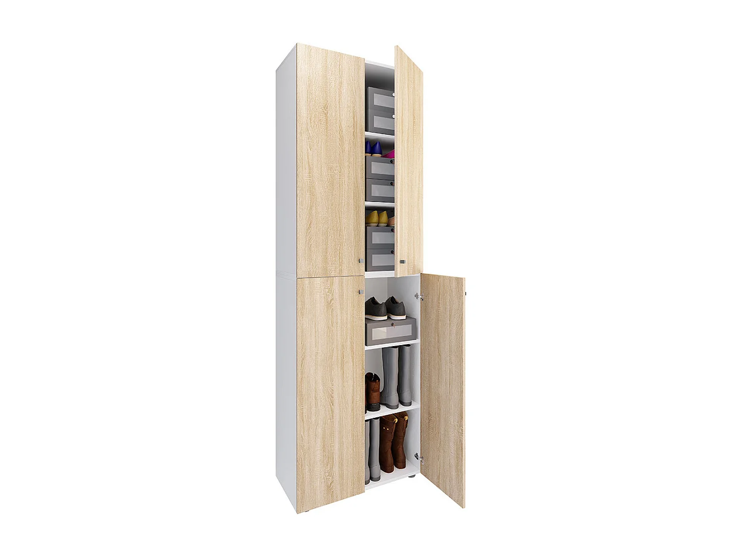 Shoe cabinet Lona White / Sonoma oak H. 220 x W. 70 x D. 40cm