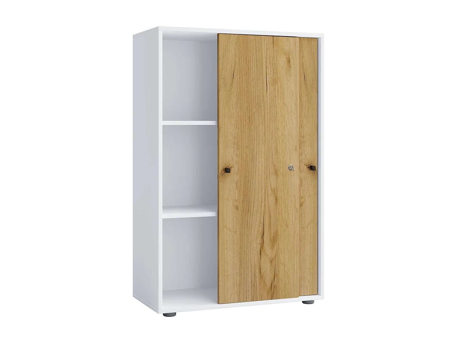 Office cabinet Lona White / Honey oak W. 70 x H. 111 x D. 40 cm
