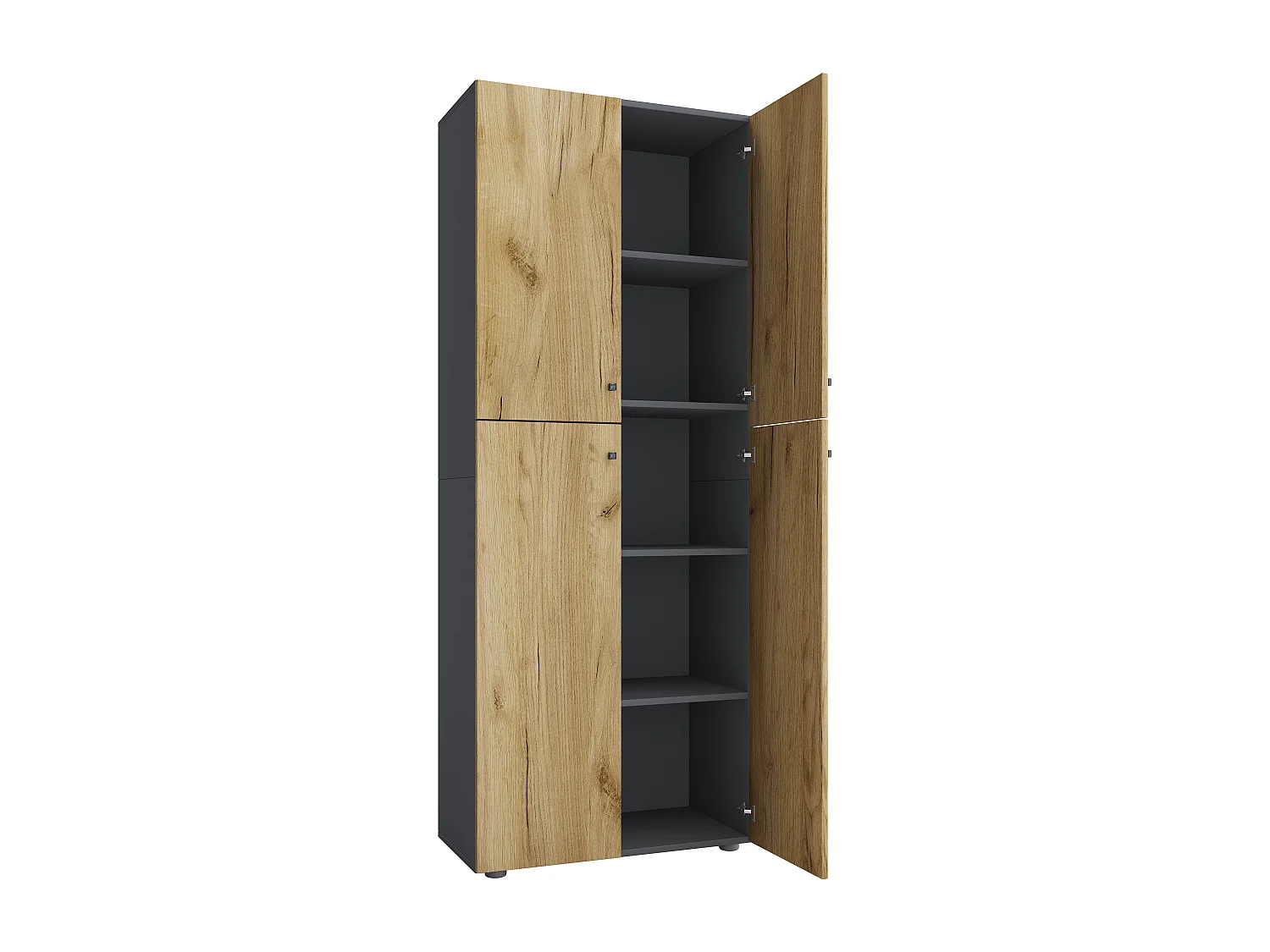 Office cabinet Lona Anthracite / honey oak W. 70 x H. 184 x D. 40 cm