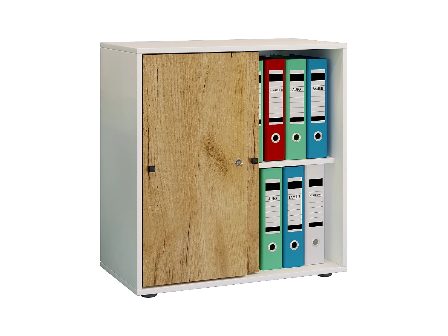 Office cabinet Lona White / Honey oak W. 70 x H. 73 x D. 37 cm