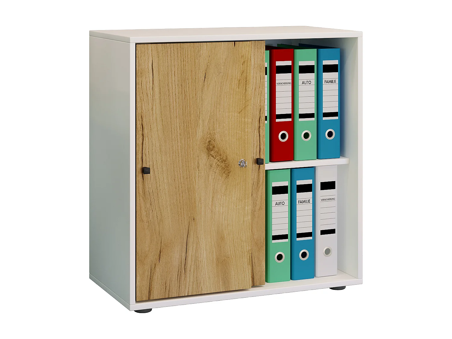 Office cabinet Lona White / Honey oak W. 70 x H. 73 x D. 37 cm