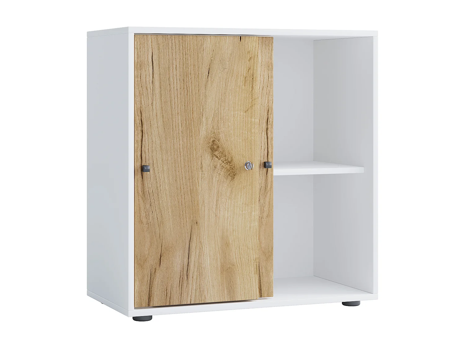 Office cabinet Lona White / Honey oak W. 70 x H. 73 x D. 37 cm