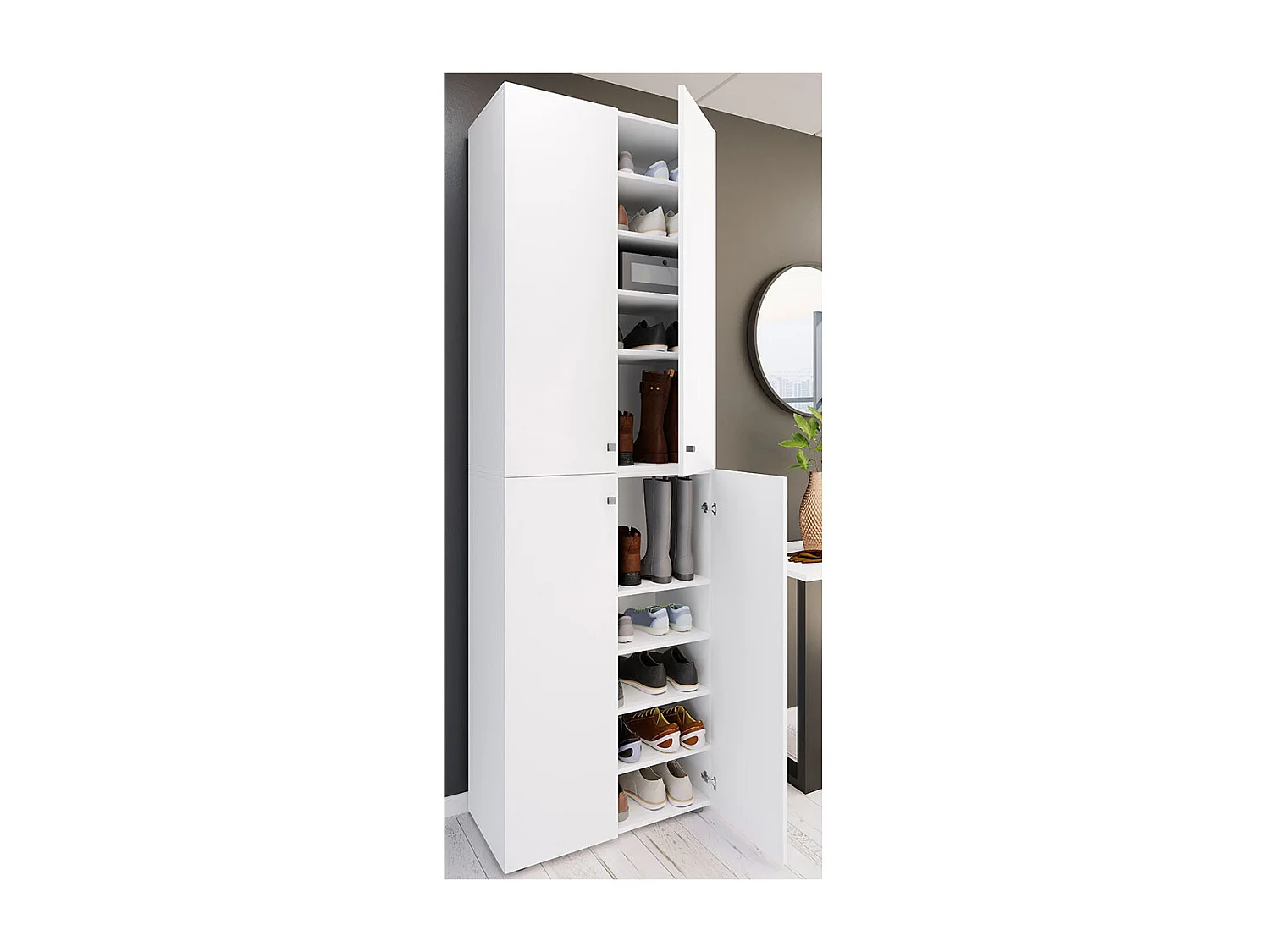 Shoe cabinet Lona White H. 220 x W. 70 x D. 40cm