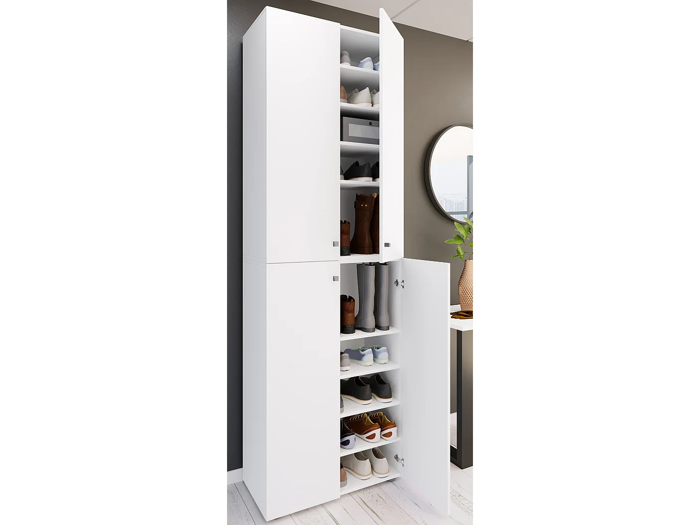 Shoe cabinet Lona White H. 220 x W. 70 x D. 40cm
