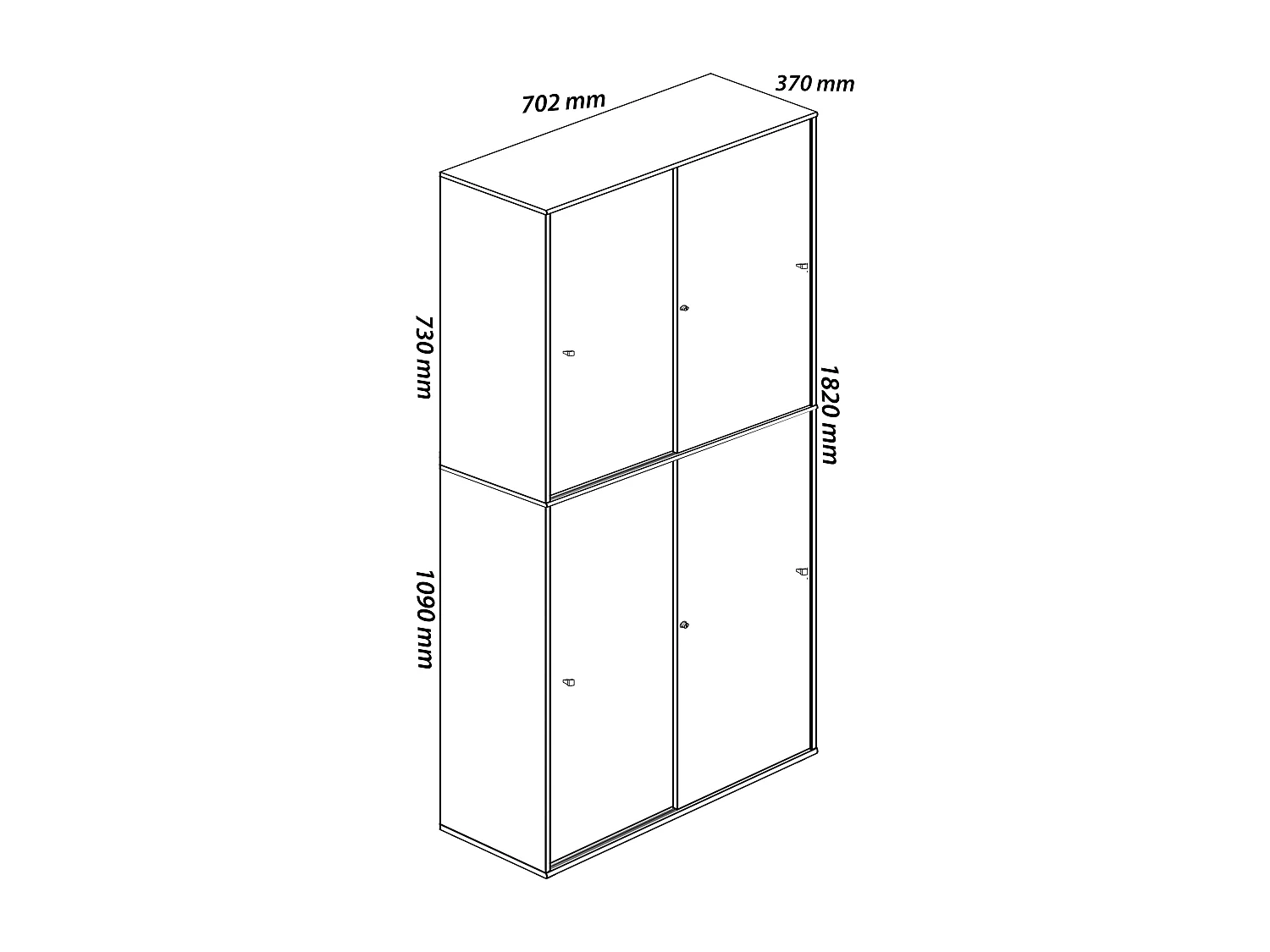 Office cabinet Lona White / Honey oak W. 70 x H. 184 x D. 37 cm