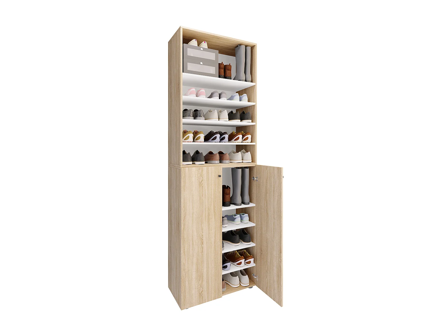 Shoe cabinet Lona Sonoma Oak H. 220 x W. 70 x D. 40cm