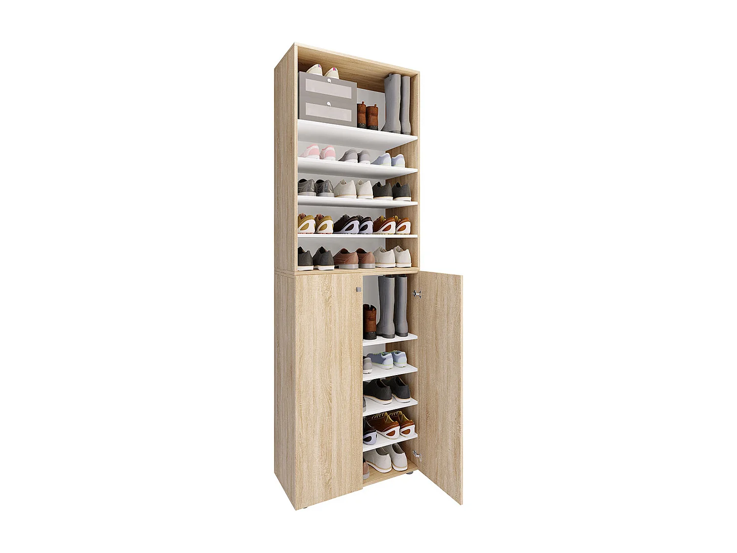 Shoe cabinet Lona Sonoma Oak H. 220 x W. 70 x D. 40cm