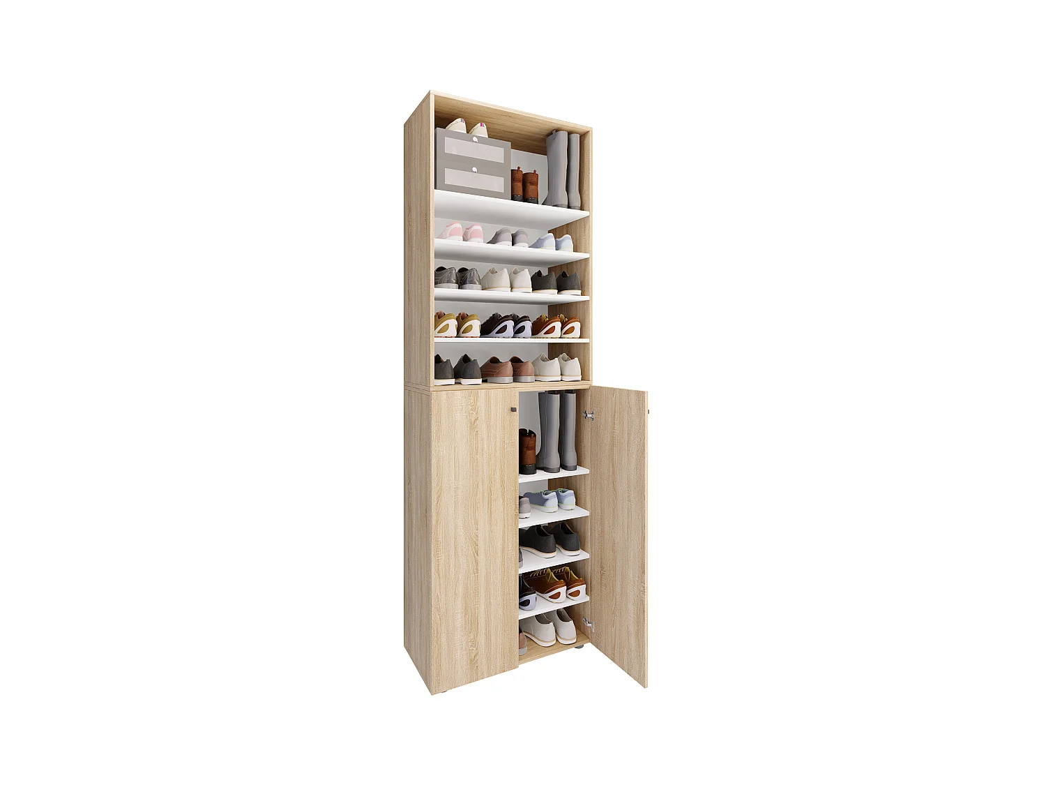 Shoe cabinet Lona Sonoma Oak H. 220 x W. 70 x D. 40cm