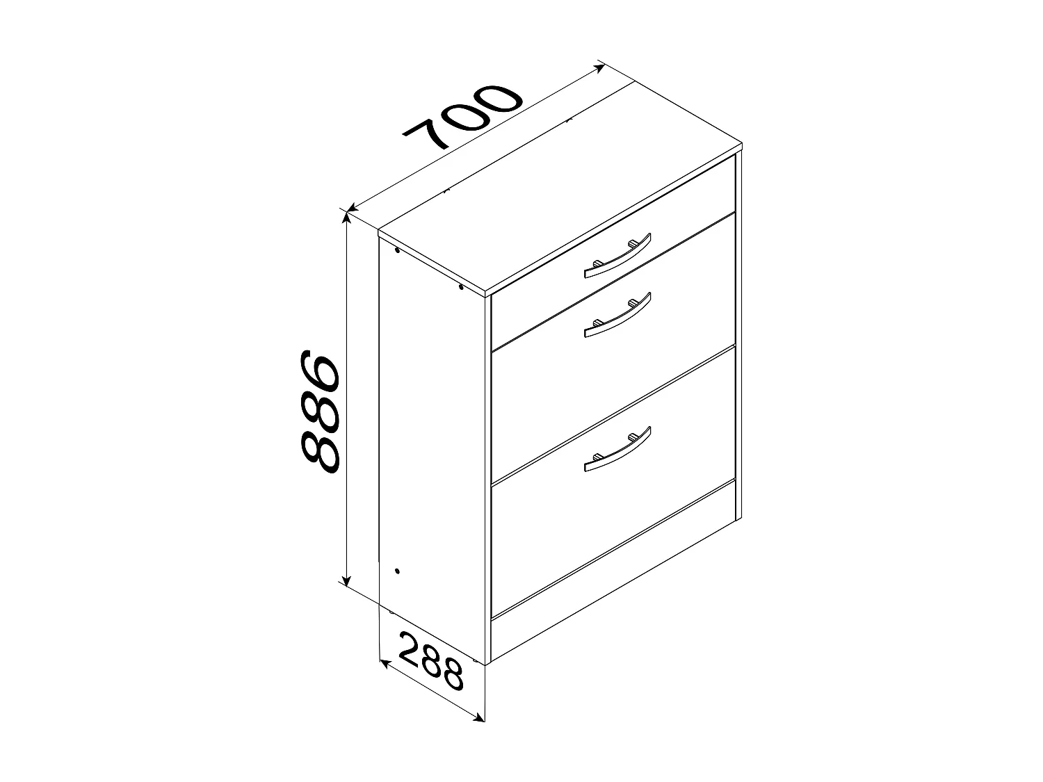 Shoe cabinet Balia White H. 89 x W. 70 x D. 29 cm