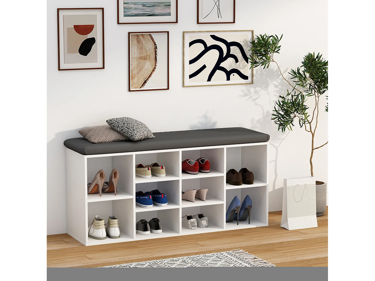 Shoe Shelf Hinsol White H. 50 x W. 104 x D. 30 cm