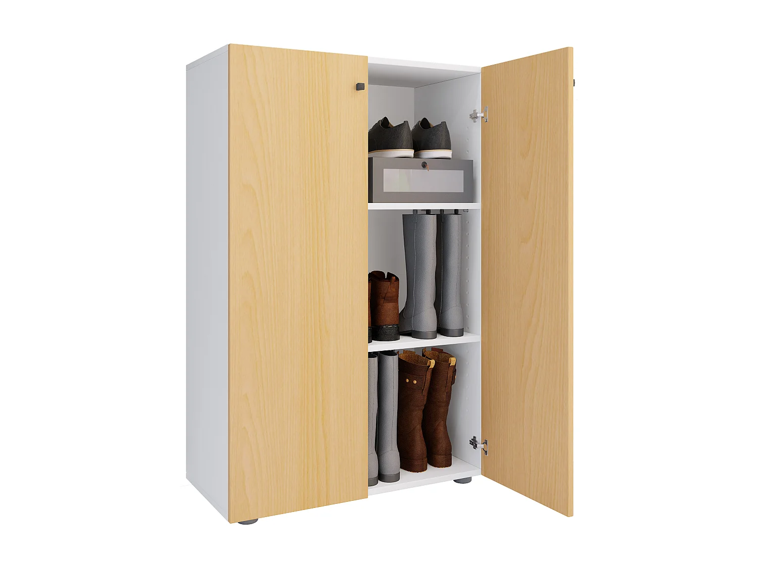 Shoe cabinet Lona White / Beech H. 110 x W. 70 x D. 39 cm