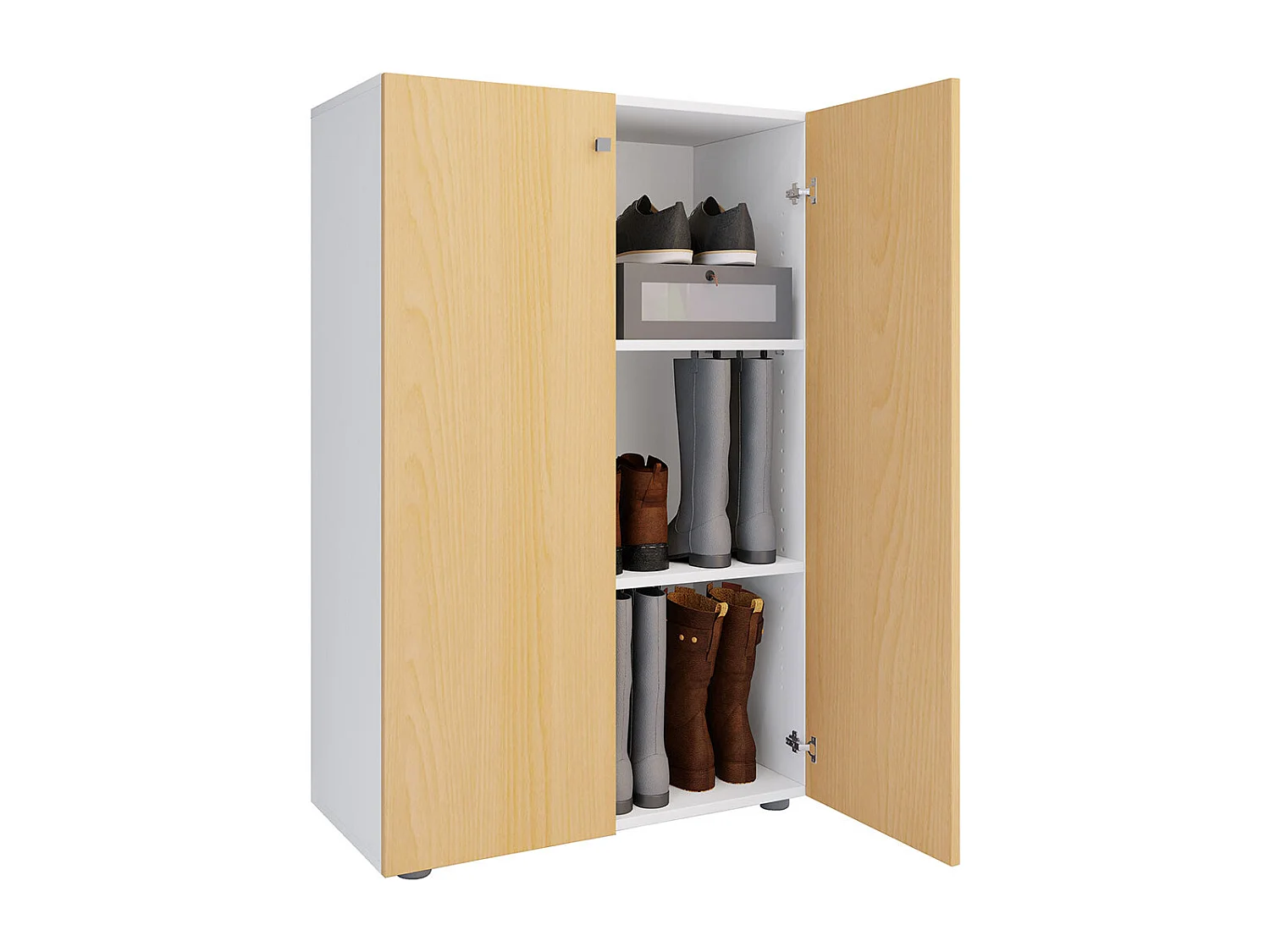 Shoe cabinet Lona White / Beech H. 110 x W. 70 x D. 39 cm