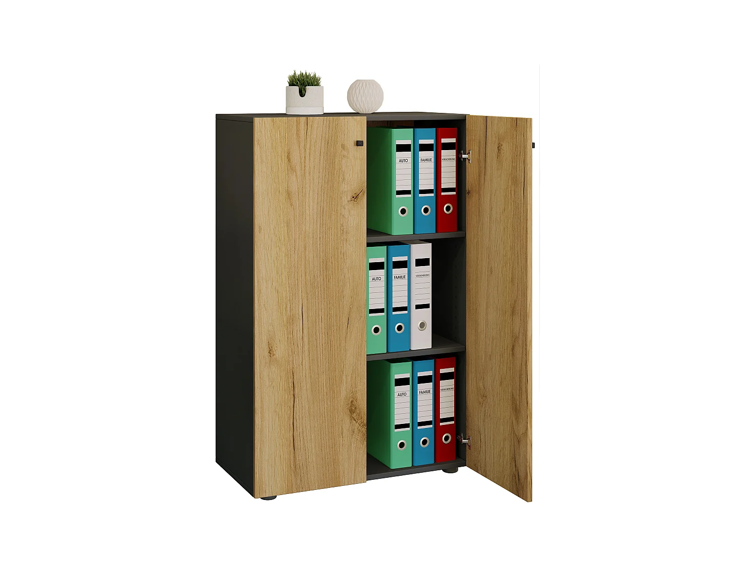 Büroschrank Bücher Ordner Aktenschrank Lona 3fach