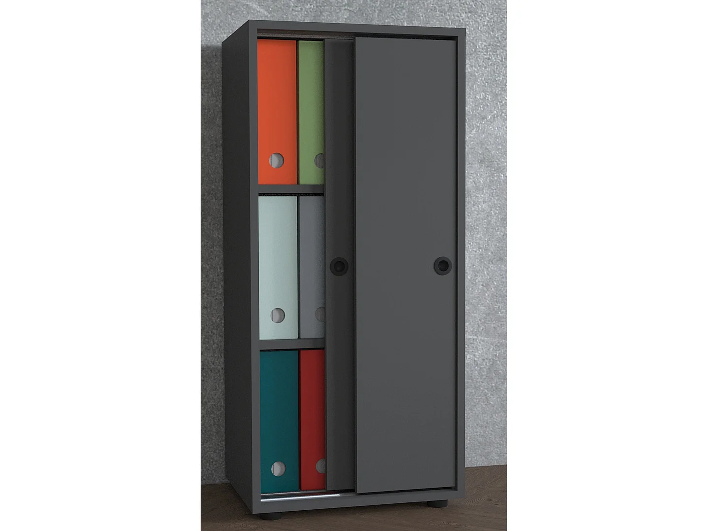 Office cabinet Ulas Anthracite H. 109 x W. 49 x D. 38 cm