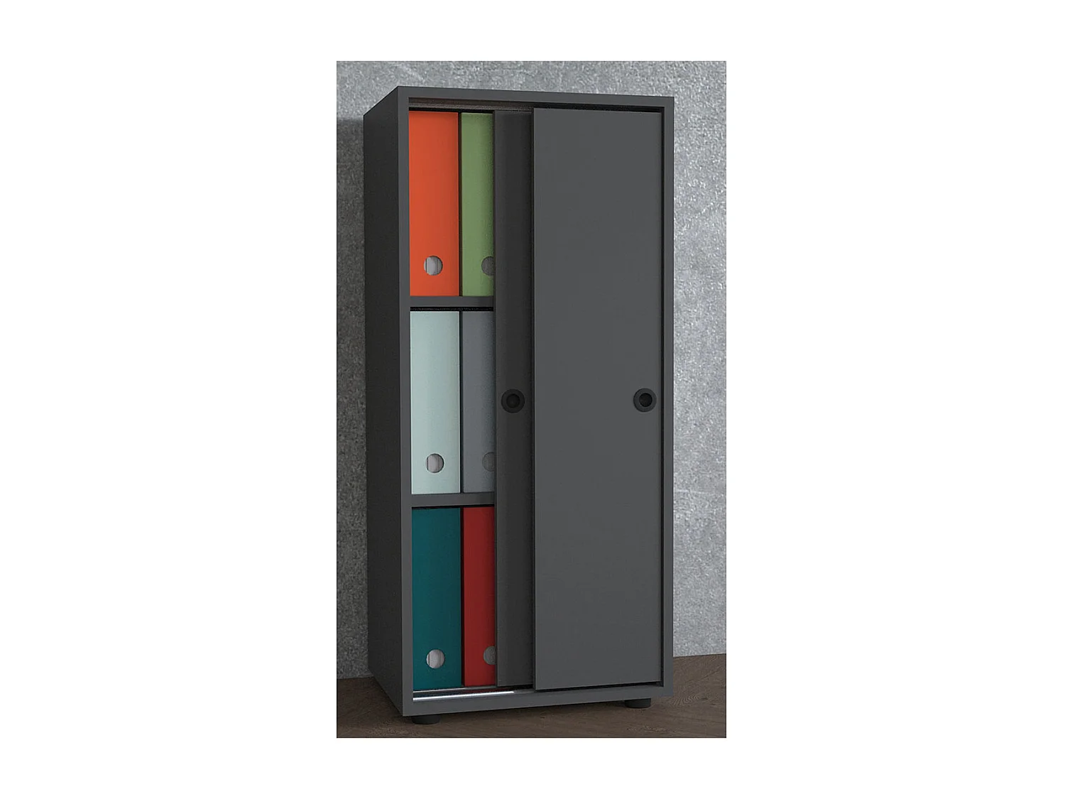 Office cabinet Ulas Anthracite H. 109 x W. 49 x D. 38 cm