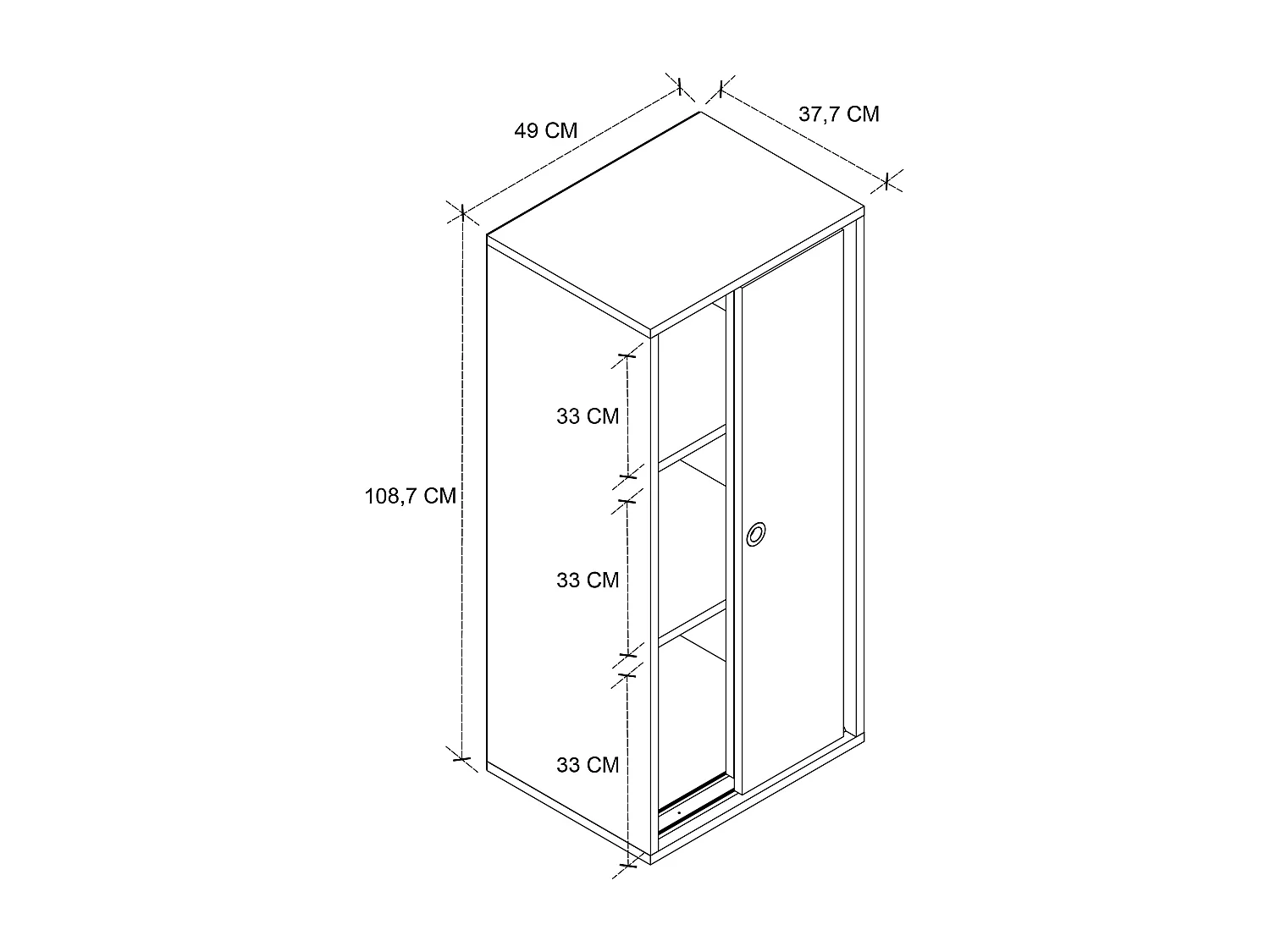 Office cabinet Ulas Anthracite H. 109 x W. 49 x D. 38 cm