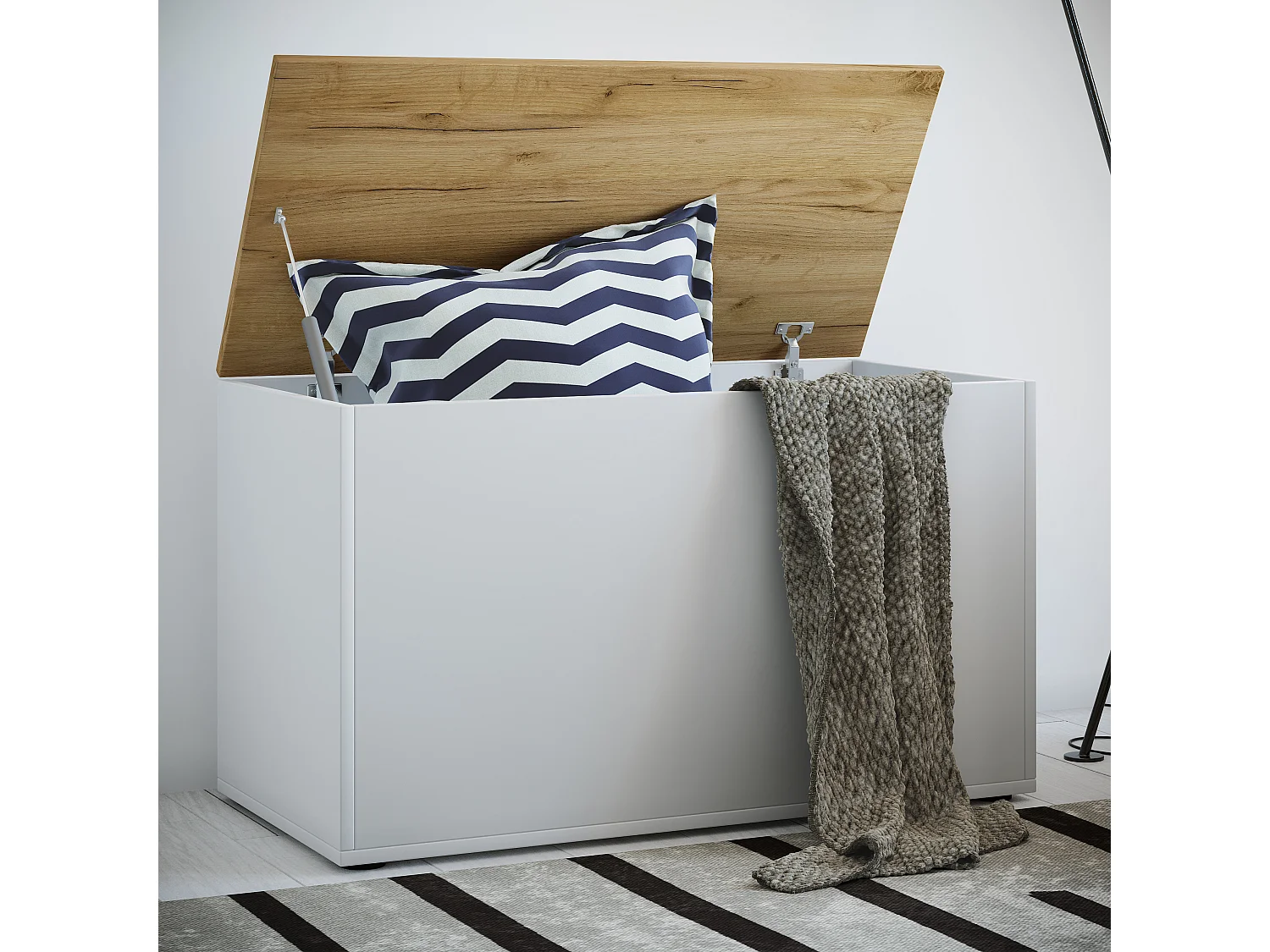 Seat Bendola White / Honey oak H. 49 x W. 82 x D. 44 cm