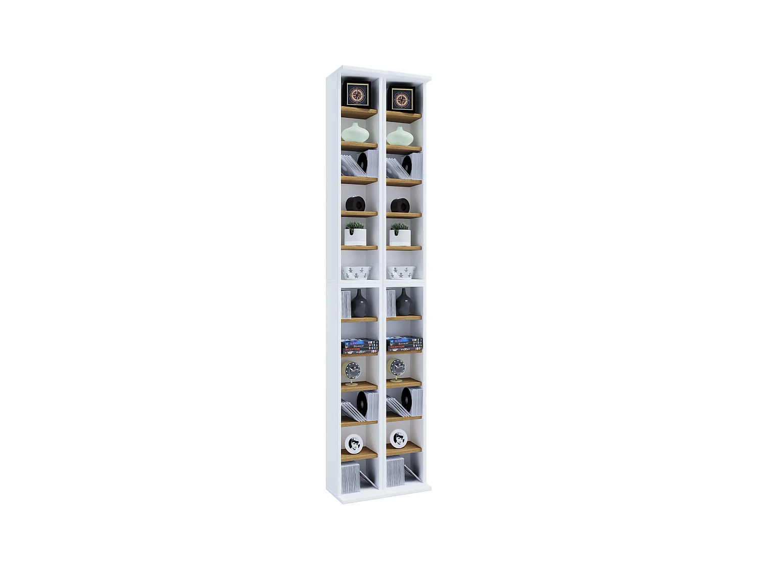 CD / DVD Media Shelf Almera White / Honey oak H. 183 x W. 42 x D. 20 cm
