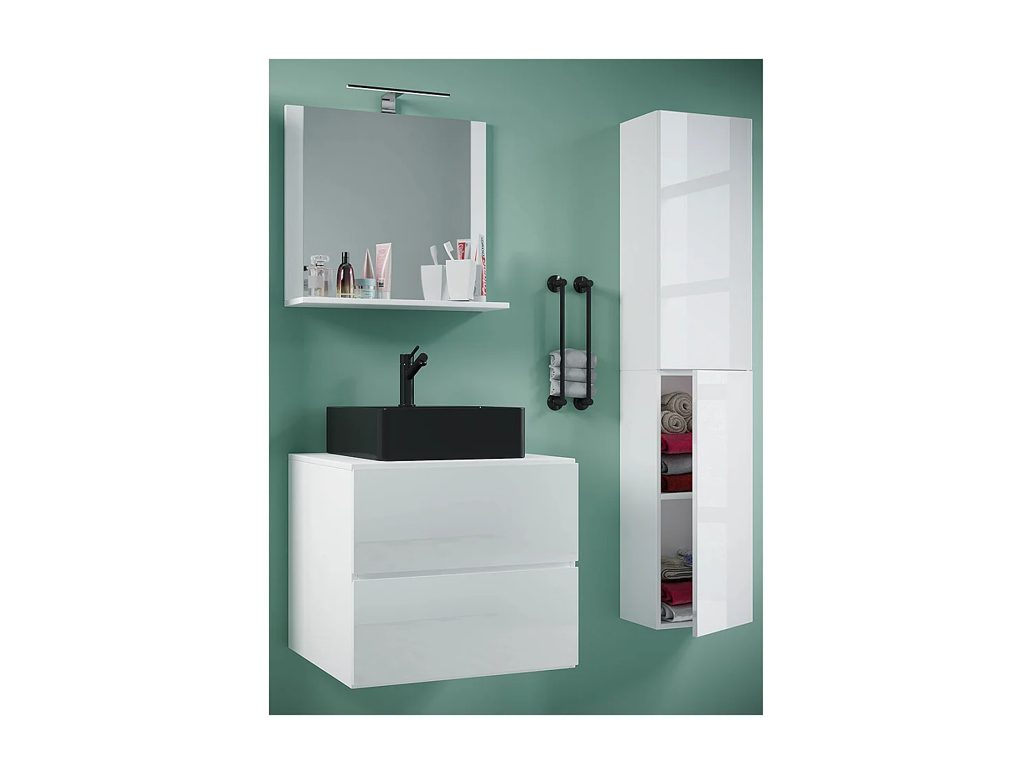 4-tlg Waschtisch Badmöbel Lendas 60 cm L Schublade