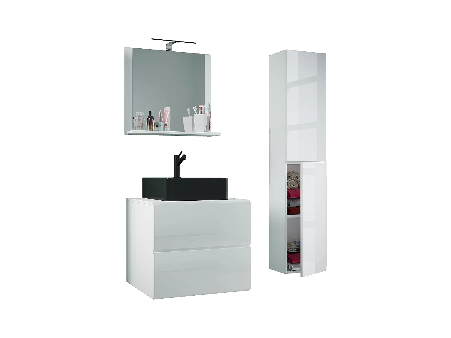 4-tlg Waschtisch Badmöbel Lendas 60 cm L Schublade