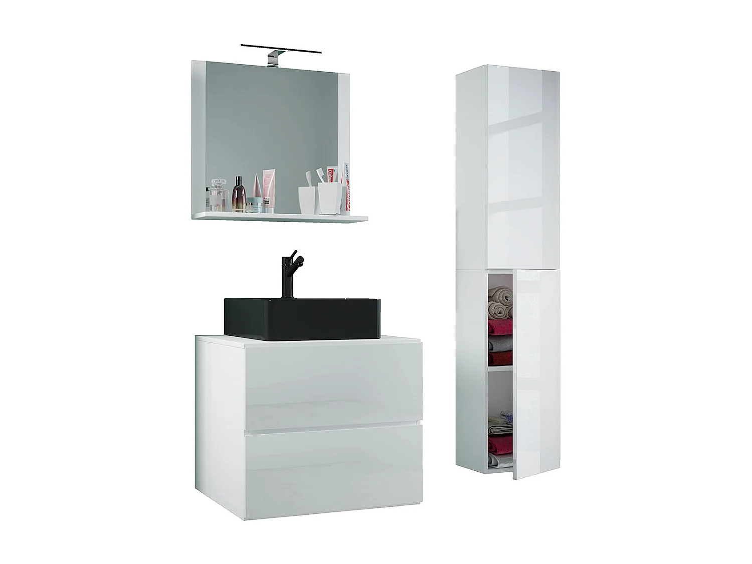 Bathroom furniture washbasin Lendas White H. 150 x W. 93 x D. 52 cm