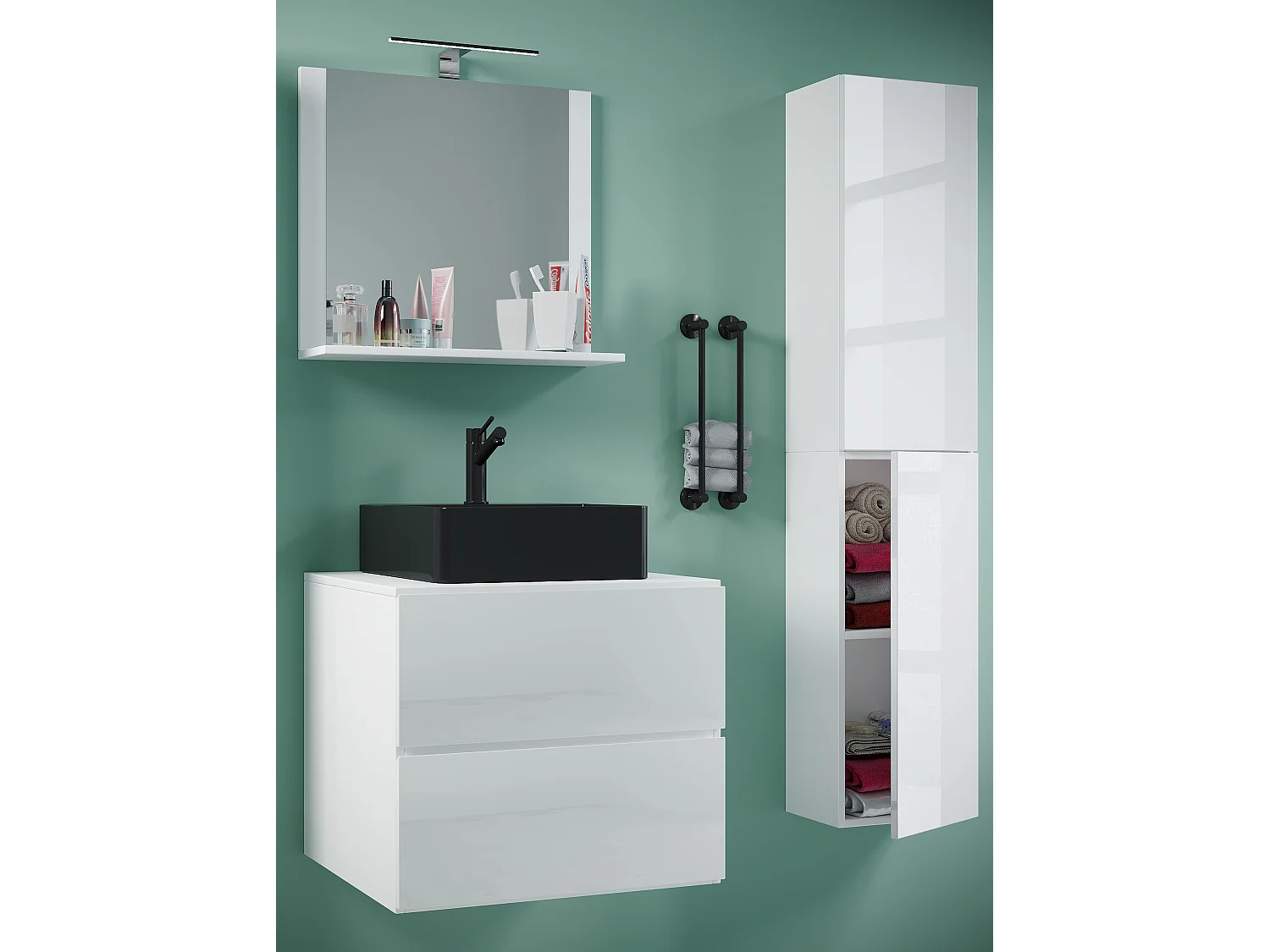 Bathroom furniture washbasin Lendas White H. 150 x W. 93 x D. 52 cm